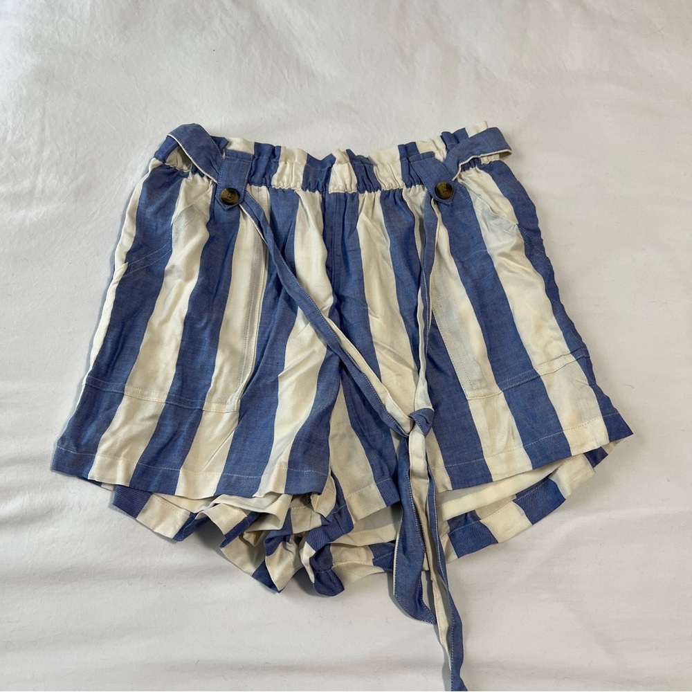🚨 Last day Fri 🧳 AEO High Waist Blue and White Striped Shorts